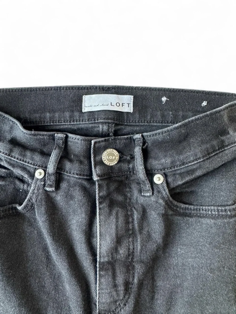 LOFT dark gray kick cropped flare jeans